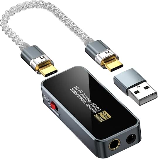 USB C to Aux Headphone Amplifier with Dual Outputs