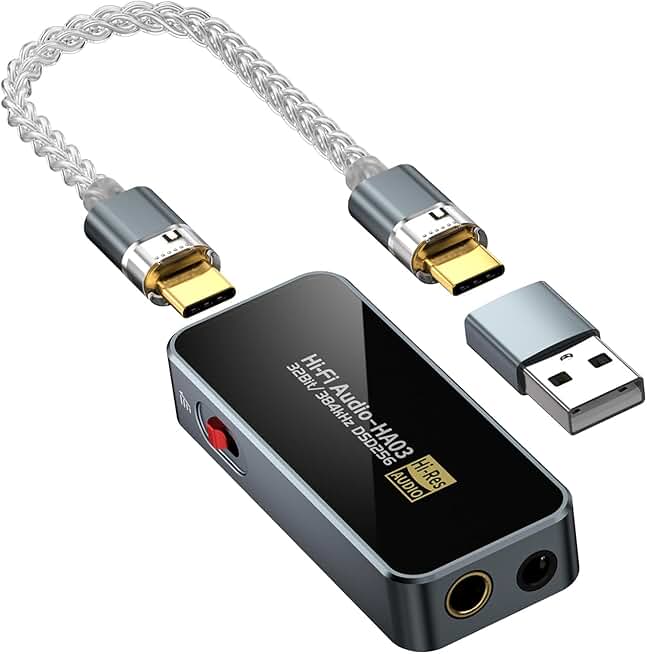 USB C to Aux Headphone Amplifier with Dual Outputs