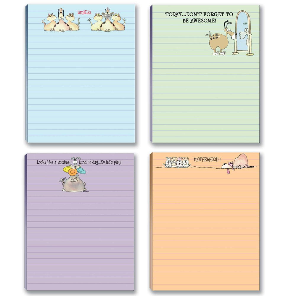 Set of four funny dog-themed note pads