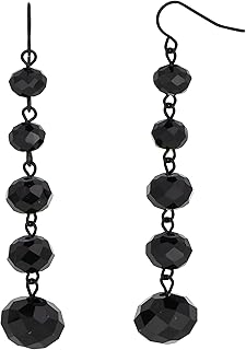 Elegant 5-Bead Drop Earrings in Hematite Tone