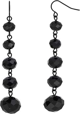 Elegant 5-Bead Drop Earrings in Hematite Tone