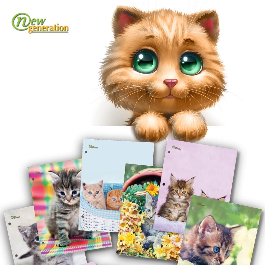 Kitten Design Composition Notebooks, 80 Sheets, 6 Pack
