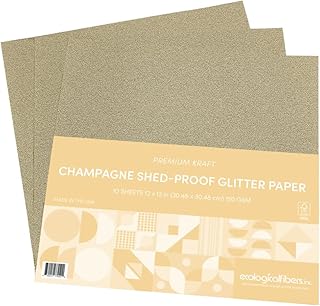 Champagne Glitter Kraft Paper, 12x12, Pack of 10