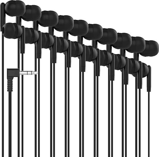 Bulk wired stereo earbuds for school, travel, and more