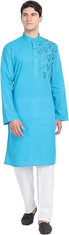 Embroidered Cotton Kurta Pajama Set for Men