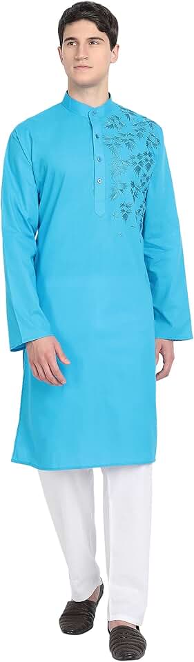 Embroidered Cotton Kurta Pajama Set for Men