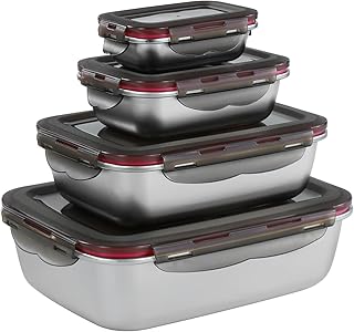 Set of 4 Leakproof Stainless Steel Food Containers