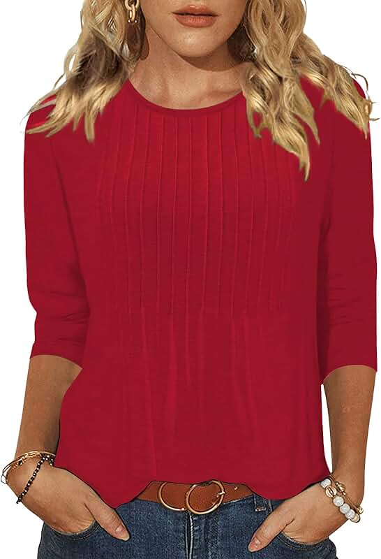 Women's 3/4 Sleeve Dressy Casual Blouses