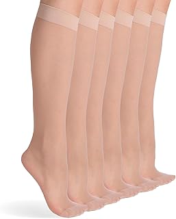 Six Pairs of Sheer Knee High Stockings for Women