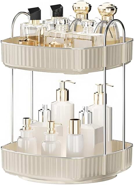 360° Rotating 2-Tier Square Makeup Organizer