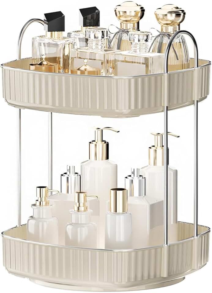 360° Rotating 2-Tier Square Makeup Organizer