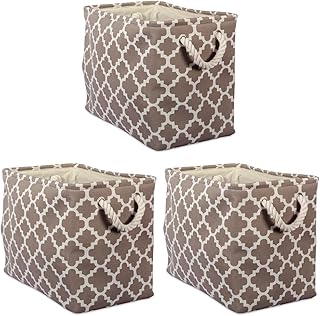 Large brown lattice storage containers with handles (3-pack)