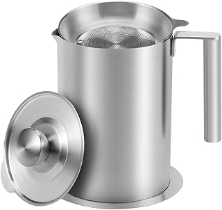 Large Stainless Steel Oil Storage Pot with Lid and Handle