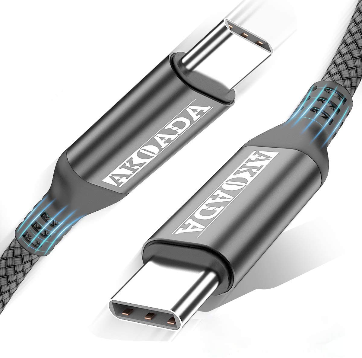 USB-C To USB-C 100W Cable 10ft,USB C Braided Fast Charging Cable Compatible With MacBook Pro 2020/2019/2018, iPad Pro 2020/2019/2018,Samsung Galaxy S21, Dell XPS 13/15 And Type-C Laptops (Grey)