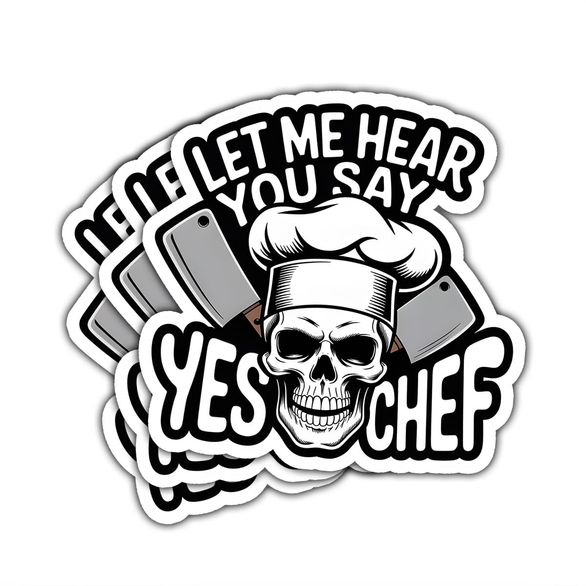 Set of 3 Funny Chef Skull Vinyl Stickers