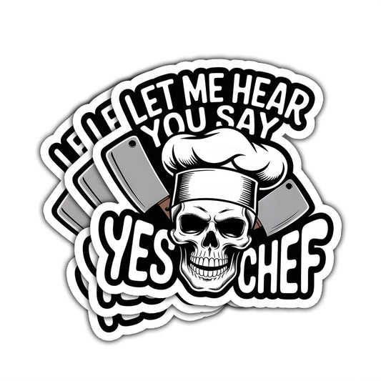 Set of 3 Funny Chef Skull Vinyl Stickers