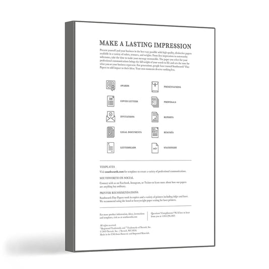 White 100% Cotton Resume Paper, 8.5 x 11, 32 lb, Pack of 100