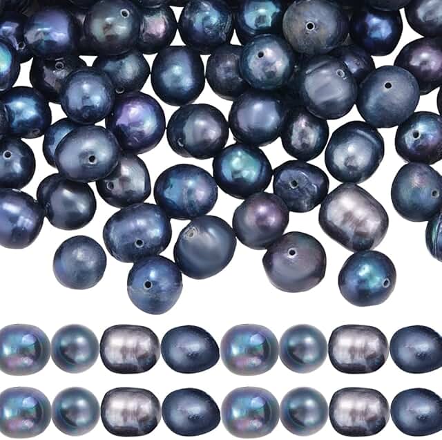 Box of 80 Natural Black Pearl Beads for Jewelry Making