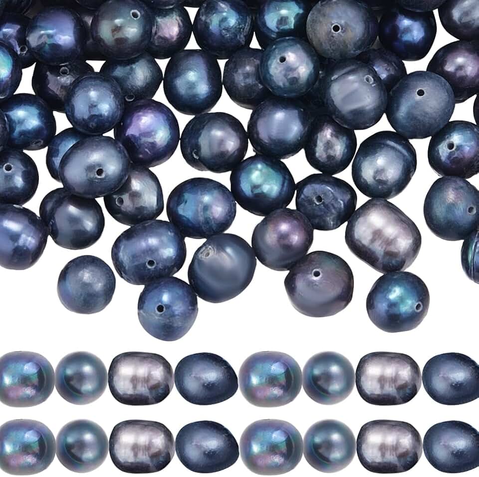 Box of 80 Natural Black Pearl Beads for Jewelry Making