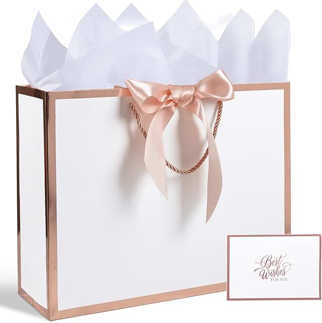 Medium 13-inch gift bag with ribbon and tissue paper