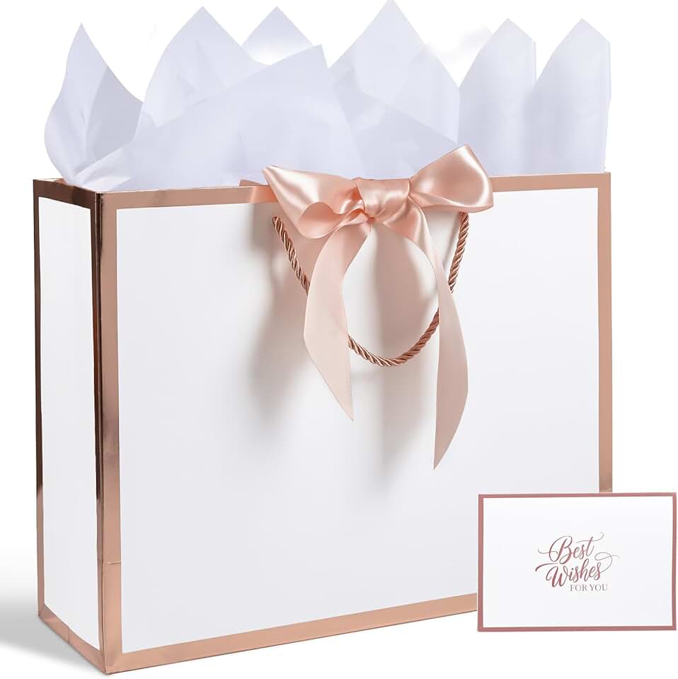 Medium 13-inch gift bag with ribbon and tissue paper