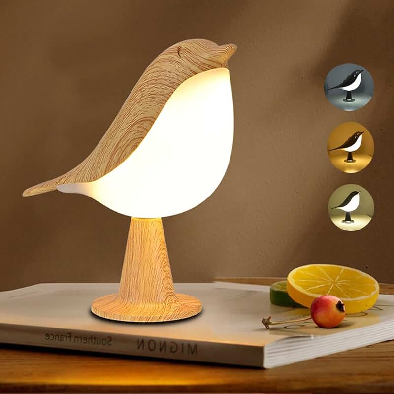 Small cordless bedside lamp with touch dimmer