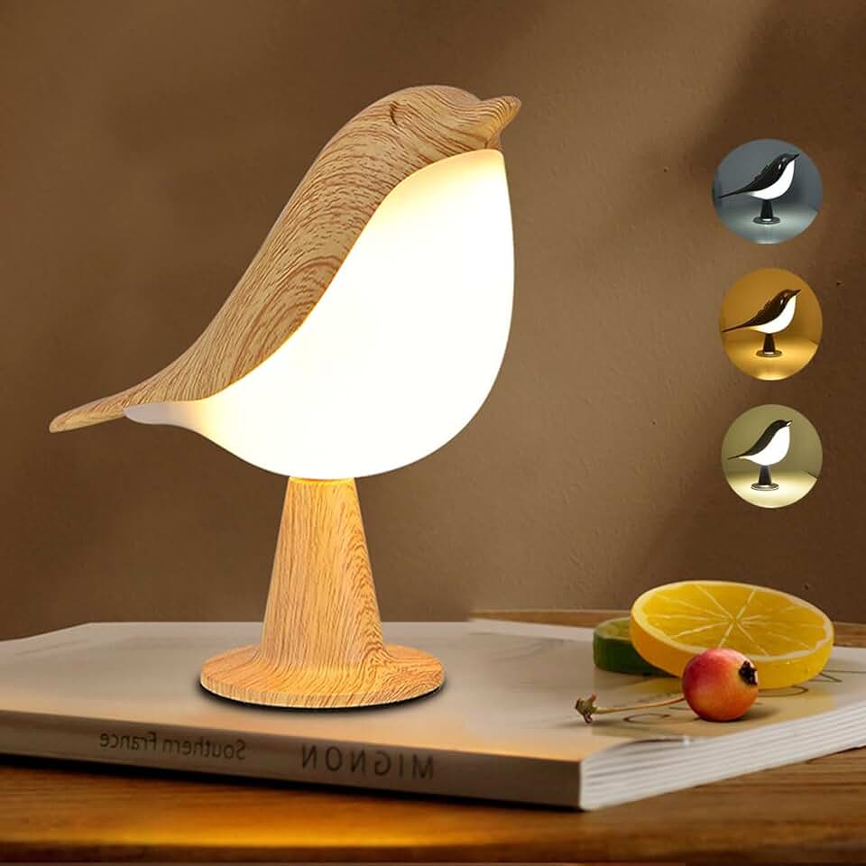 Small cordless bedside lamp with touch dimmer
