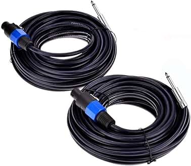 Two 50 ft Speakon to 1/4" Male Speaker Cables