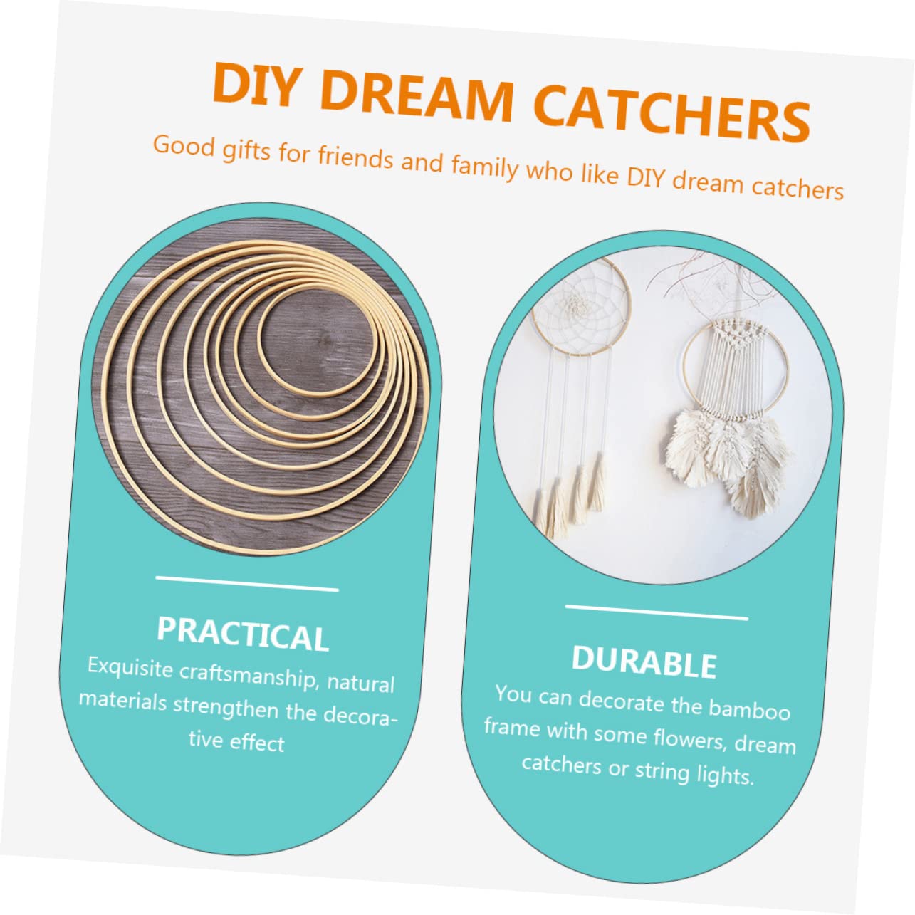 Bamboo Macrame Dream Catcher Hoop 18cm