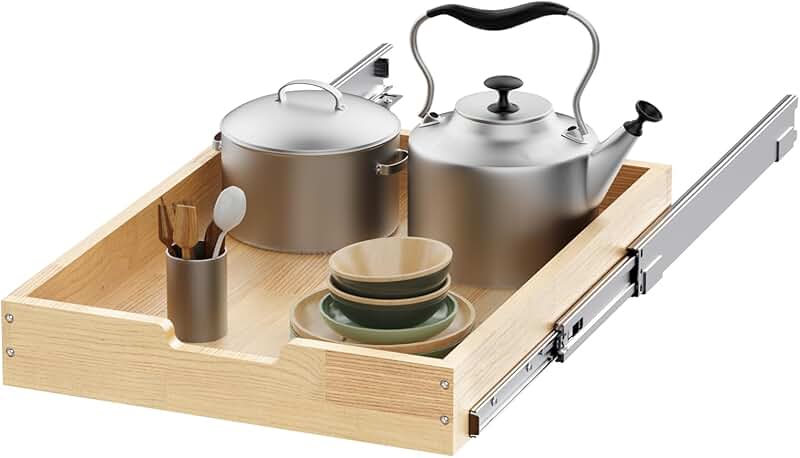 Wood Pull-Out Cabinet Organizer, 14" W x 21" D