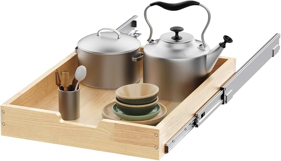 Wood Pull-Out Cabinet Organizer, 14" W x 21" D