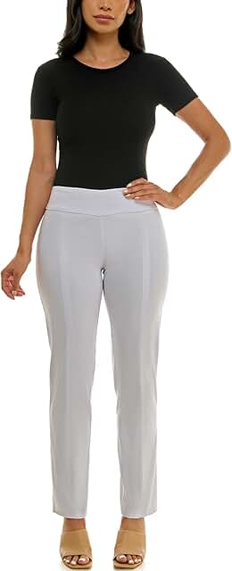 Women's Slim Leg Pull-On Pant in White, Size 10