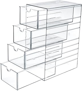 Plastic Drawer Organizer with 4 Pull-Out Drawers