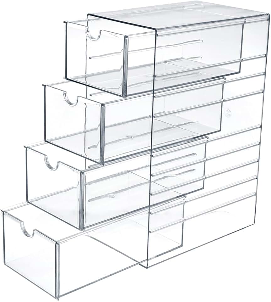 Plastic Drawer Organizer with 4 Pull-Out Drawers