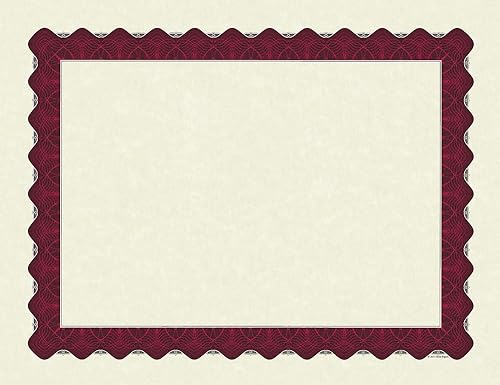 Metallic Red Border Certificate Paper, 8.5"x11", 100 Sheets