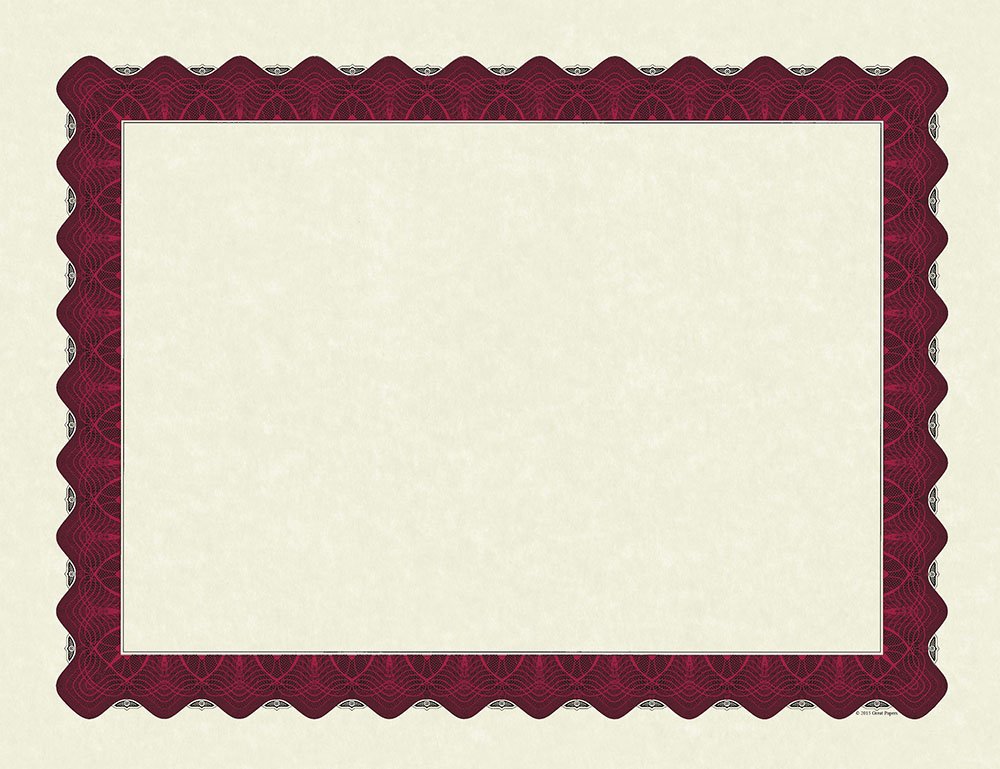 Metallic Red Border Certificate Paper, 8.5"x11", 100 Sheets