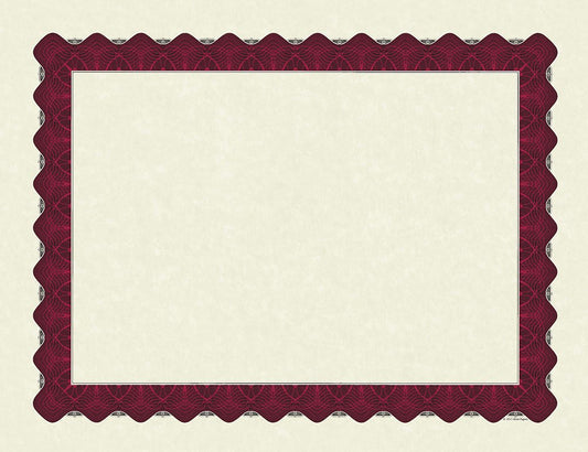 Metallic Red Border Certificate Paper, 8.5"x11", 100 Sheets