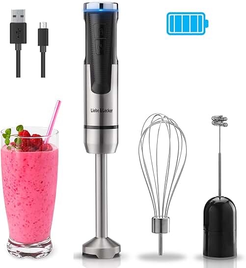 Cordless 3-in-1 Handheld Immersion Blender with Whisk