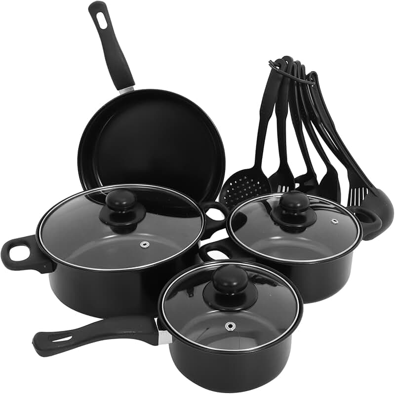 14-Inch Flat Bottom Carbon Steel Wok with Ladle and Spatula