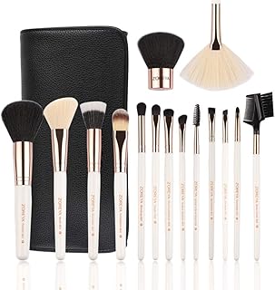 15-Piece Rose Gold Makeup Brush Set with Vegan Leather Bag