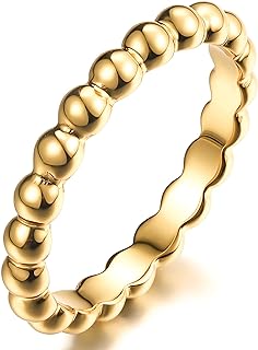 Beaded Gold Vermeil Engagement and Wedding Ring