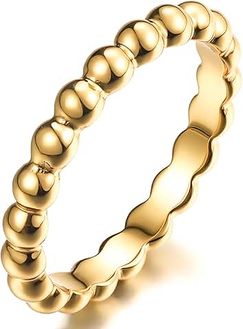 Beaded Gold Vermeil Engagement and Wedding Ring