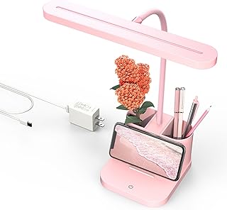 Pink Desk Lamp with Dimmable LED and Flexible Gooseneck
