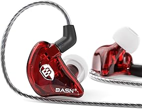Red in-ear monitors with dual drivers and detachable cables