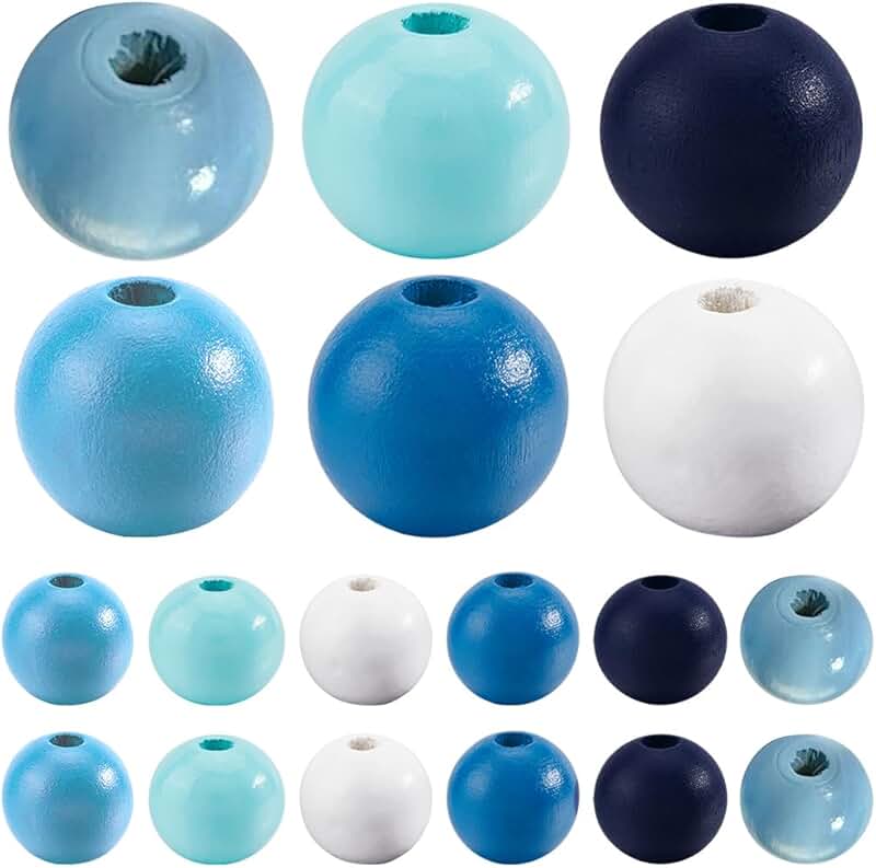 180 Blue Wooden Beads, 16mm, Round, Smooth, Colorful