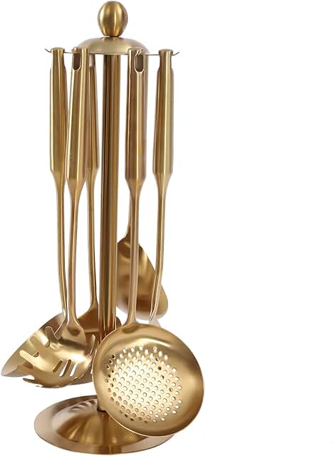 7-Piece Stainless Steel Cooking Utensil Set with Stand