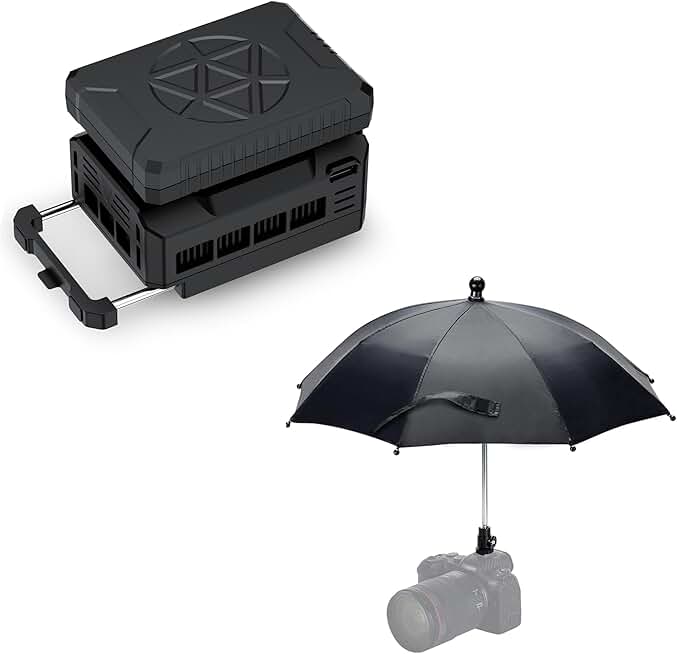 Camera Umbrella and Cooler Kit with Rechargeable Battery