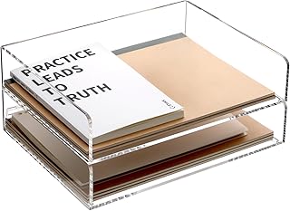 Acrylic Desk Paper Tray Organizer, 2 Pack