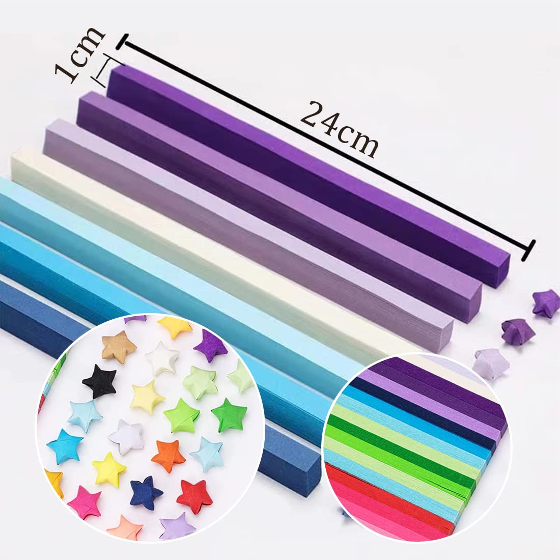 Double-Sided Origami Paper Strips 2700 Sheets 16 Colors