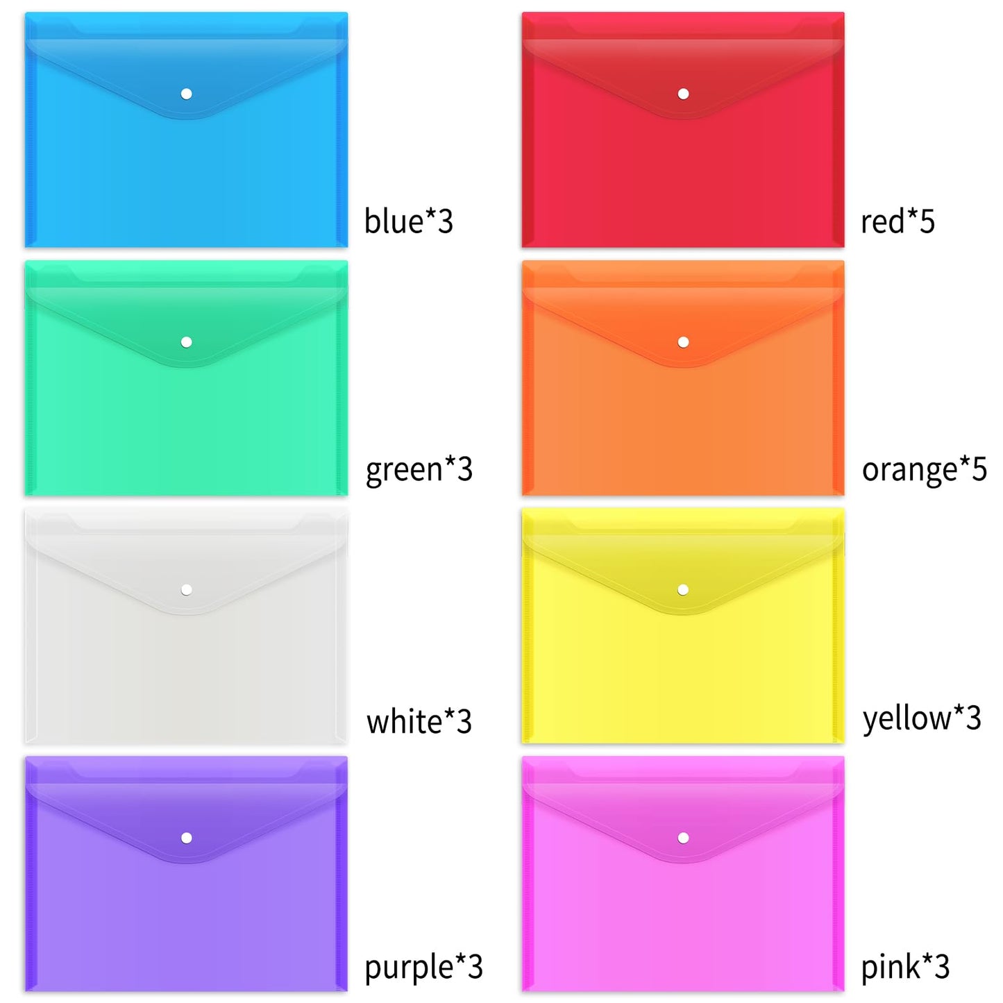 28 Plastic Document Folders with Snap Closure